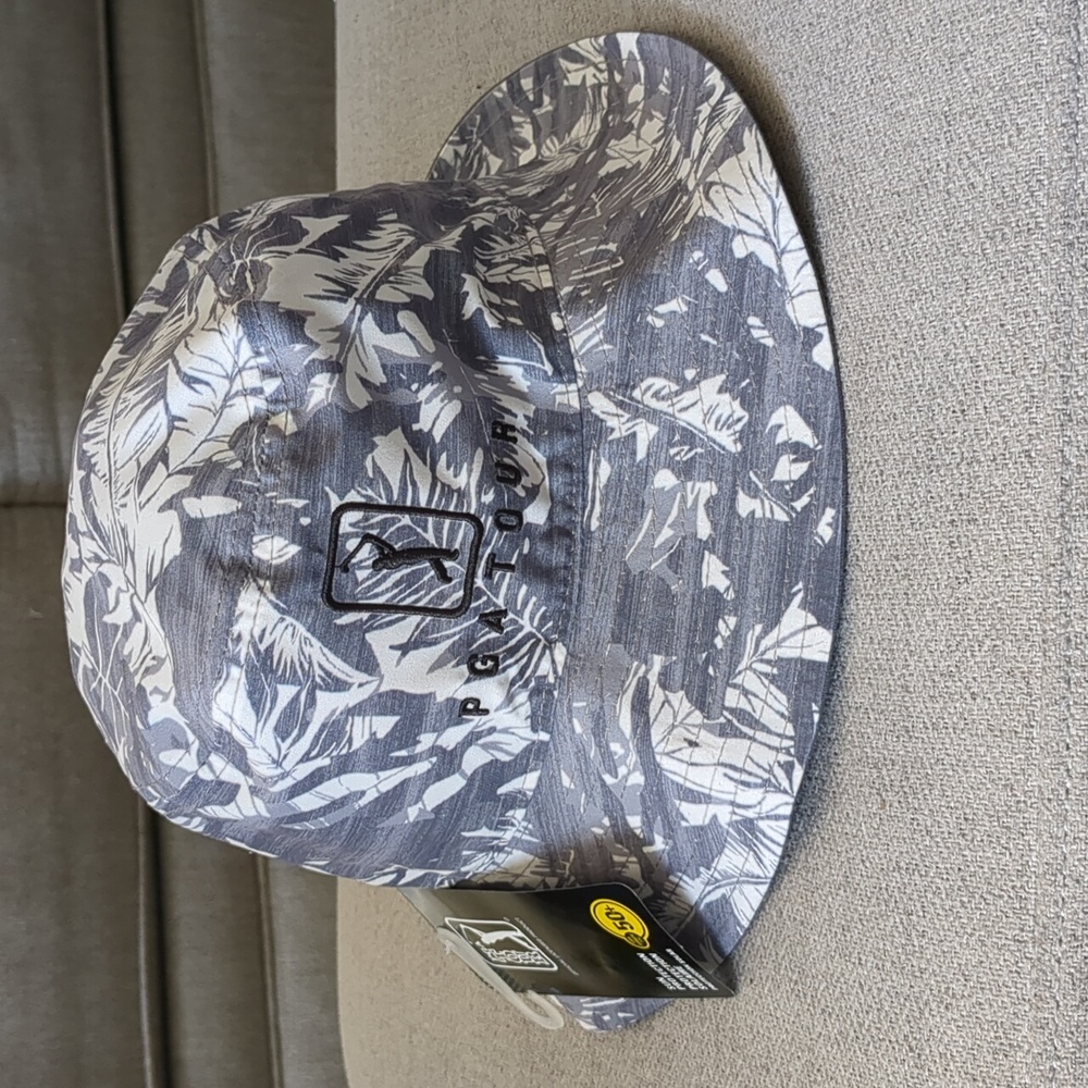 PGA TOUR - Reversible Bucket Hat Tropical Gray Print - Gray - Quiet Shade 50+UPF
